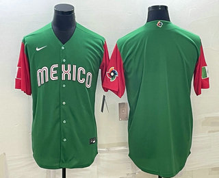 Mens Mexico Baseball Blank 2023 Green World With Patch Classic Stitched Jerseys->2023 world baseball classic->MLB Jersey